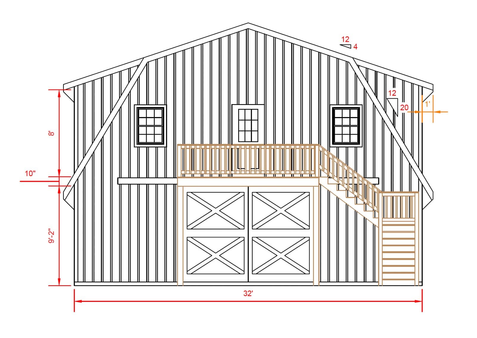 Large Gambrel Barn — floor plan or diagram