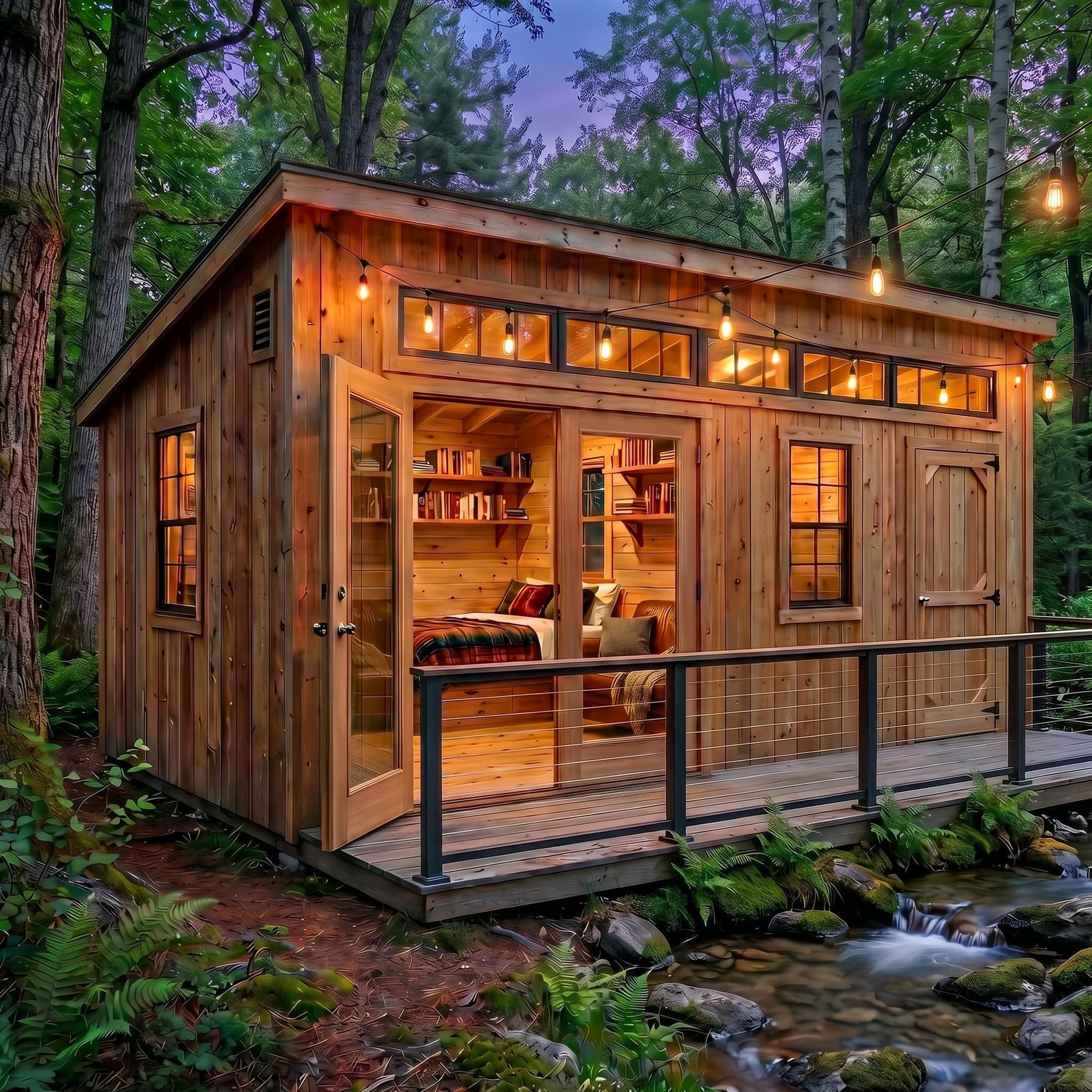 Custom shed used as a cozy cabin retreat