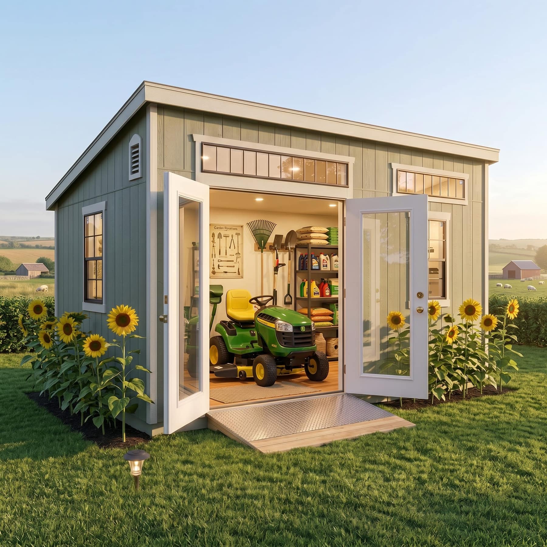 Custom shed organized for yard and tool storage